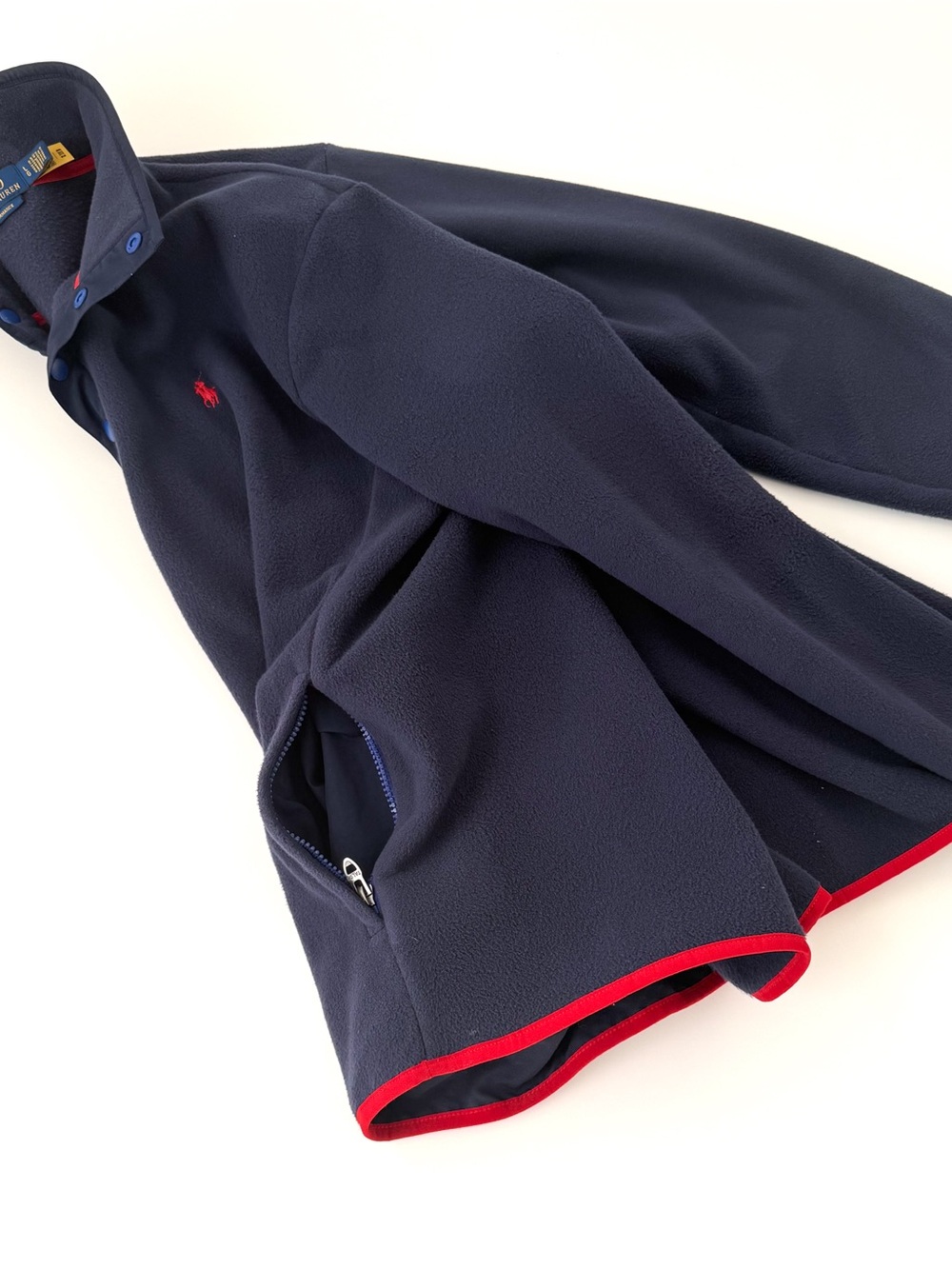 New Polo Ralph Lauren Fleece Pullover Quarter Button Up Navy Mens L - Picture 11 of 12